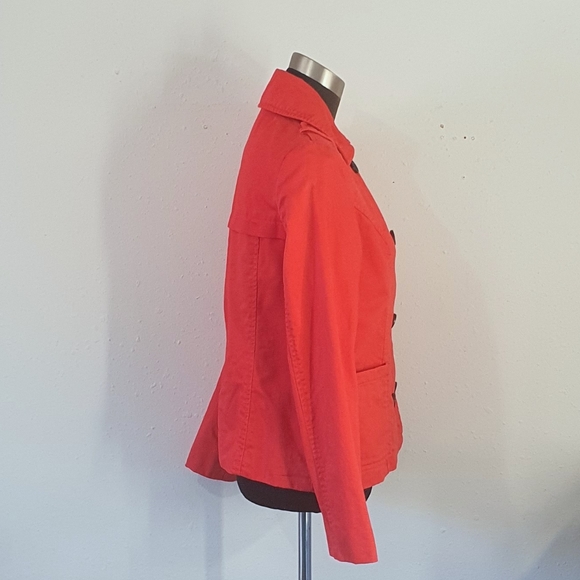 Old Navy Short Pea Jacket Coat Red Black Buttons - Picture 6 of 7